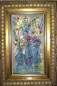 Lovely Original Edna Hibel Painting~Oil On Silk/Goldleaf~Rare 