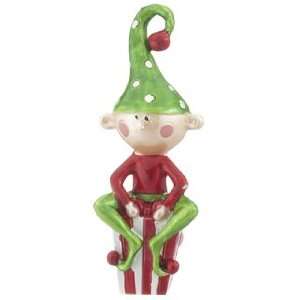  Elf Siting on Present Christmas Ornament