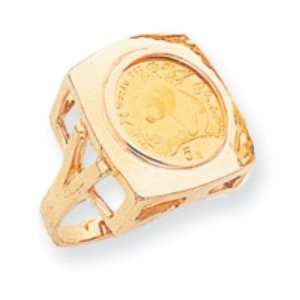  14k Gold 1/20th Panda Coin Ring: Jewelry