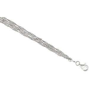  18 Sterling Silver 4 Strand Singaporean Chain Necklace, 1 