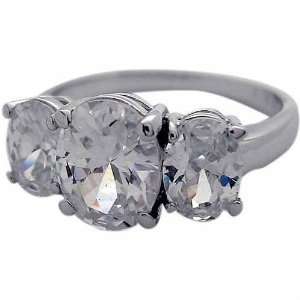  Celebrity Sterling Silver Oval Simulated Diamond CZ Ring Jewelry