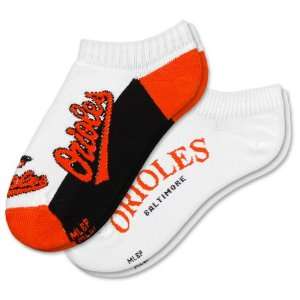  MLB Baltimore Orioles Mens No Show Socks (2 Pack): Sports 