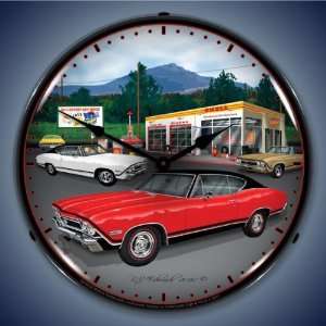  1968 Chevy Chevelle Shell Gas Lighted Wall Clock 