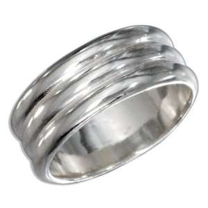 Sterling Silver High Polish Triple Lined Wedding Band Ring 