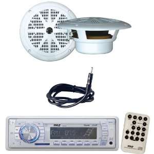 Pyle Marine Radio Receiver, Speaker and Cable Package   PLMR19W AM/FM 