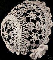 Vintage Cluny Baby Cap Hat Bonnet Crochet Pattern 9i  