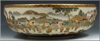 Large Beautiful Signed Meiji Period Satsuma Bowl  