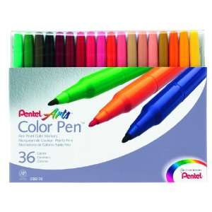  Pentel Color Pen Set, Set of 36 Assorted Colors (S360 36 