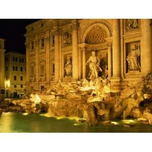  Trevi Fountain Illuminated at Night in Rome, Lazio, Italy 