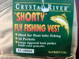 Brand New Crystal River Shorty Fly Fishing Vest Size 2 XL  