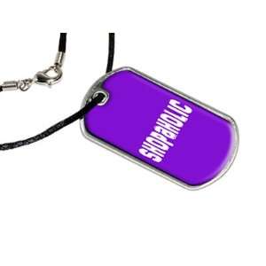  Shopaholic   Shopping   Military Dog Tag Black Satin Cord 