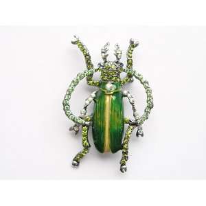   Paint Enamel Crystal Rhinestone Beetle Bug Fashion Jewelry Brooch Pin