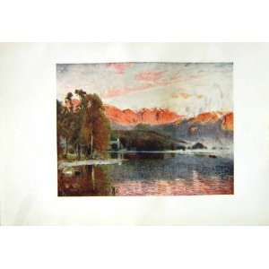  1908 English Lakes Dawn Coniston Cooper Palmer Print