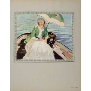  1919 Philip Connard Summer Woman Boat Parasol Print   Orig 
