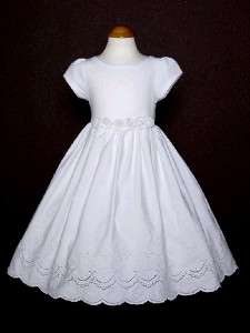 White Cotton Flower Girl First Communion Dress 2 ~ 12  