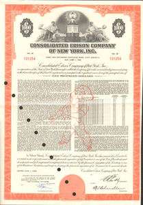 Consolidated Edison Company New York stock certificate  
