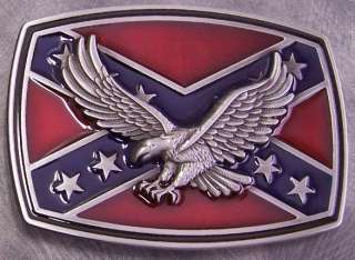 CSA Pewter Belt Buckle Confederate Flag & Eagle NEW  