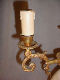 Nice antique French bronze & alabaster lamp # 05342  