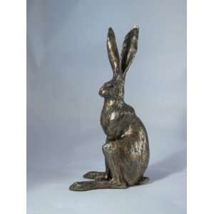     Sitting Hare Medium  Bronze Resin Sculpture New: Home & Kitchen