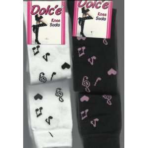 Dolce Sexy Small Musical Notes Monogram Knee Socks One Pair Per Pack 