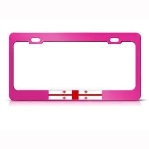 Georgia Country Flag Heavy Duty Country Metal License Plate Frame Tag 