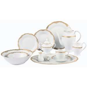  Catherine 57 Piece wavy porcelain dinnerware set, service 