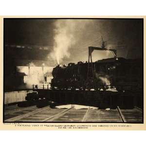  1930 Print William Ellery Leonard Locomotive Night View 
