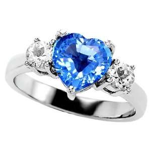 Original Star K(tm) Genuine 8mm Heart Shape Blue Topaz Engagement Ring 