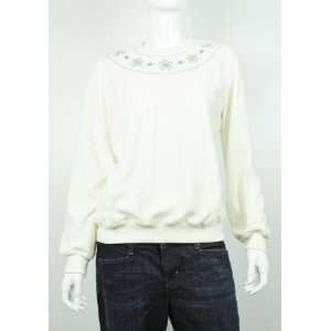  NEW ALFRED DUNNER WOMENS CREW NECK WHITE SWEATER M Beauty