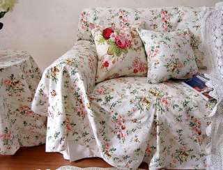 VINTAGE ROSES THROW COTTON COUCH//LOVESEAT COVER SC 2  