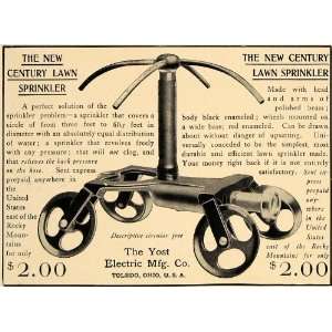  1905 Ad Yost Electric New Century Lawn Sprinkler Brass 