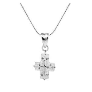  Sterling Silver Cross with Crystal Necklace: Jewelry