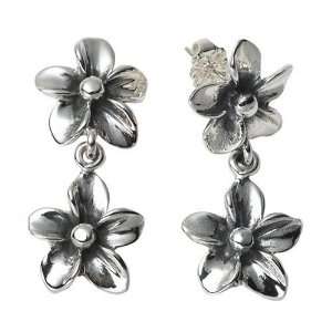  Zina Sterling Silver Double Flower Drop Earrings: Jewelry