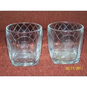 Crown Royal Tumbler/Bar Glasses(square bottoms) SET OF 2(EMBLEM & NAME 