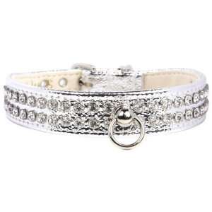 Fab Dog Crystal Collar   Silver & Clear Stones   Small (Quantity of 1)