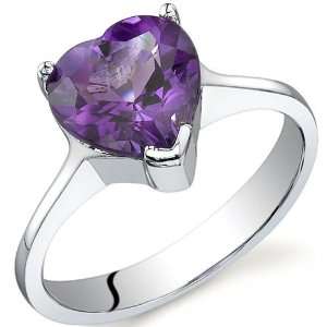  Cupids Heart 1.75 carats Amethyst Ring in Sterling Silver 