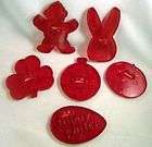 Lot 6 HRM Red Plastic Cookie Cutters Xmas Easter St Pat