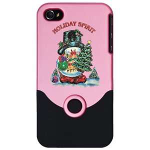 iPhone 4 or 4S Slider Case Pink Christmas Spirit Snowman with Tree and 