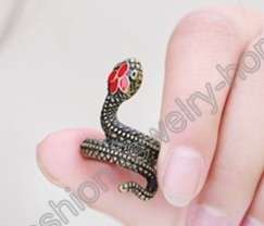 Fashion Cute Snake Red Crystal Eyes Ring For Girl  