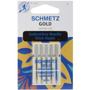  Schmetz Gold Embroidery Machine Needles: Size 14/90, 5 