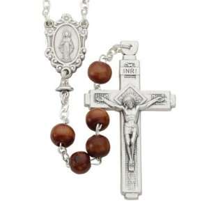   Brown Wood Bead Rosary Mens Religious Jewelry Mens Rosaries Jewelry