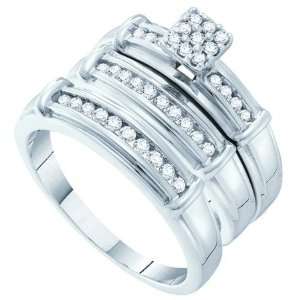  14KWG Diamond fashion trio set is embedded with .43CT of 
