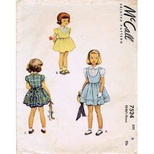   McCall 7524 Sewing Pattern Girls Dress Size 4 Arts, Crafts & Sewing