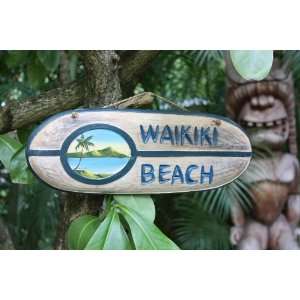  WAIKIKI BEACH SURF SIGN 20   PAINTED SURF SCENE Patio 