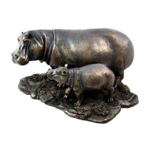    Mother And Child Hippopotamus Statue Baby Hippo