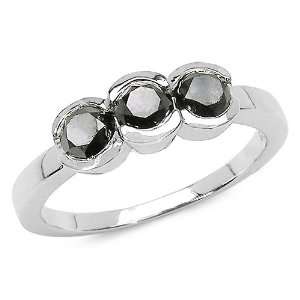    1.15 Carat Genuine Black Diamond Sterling Silver Ring: Jewelry