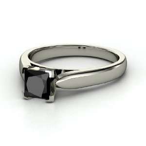    Peyton Ring, Princess Black Diamond Sterling Silver Ring: Jewelry