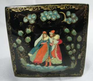 Vintage Russian Lacquer Box Palekh Signed and Titled  