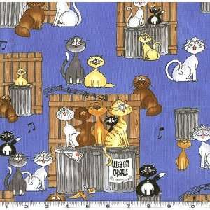  45 Wide Alley Cats Chorale Blue Fabric By The Yard Arts 