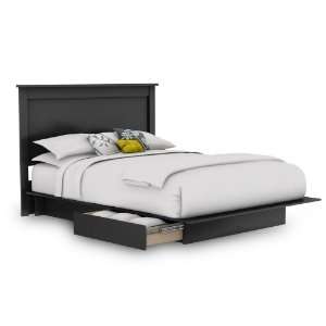  Vito Full/Queen Platform Bed & Headboard in Pure Black 